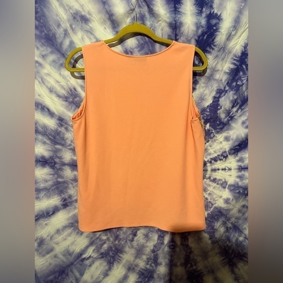 Apt. 9 Women's Coral And Gold Double Layer Flowy Sleeveless Blouse Size Large - Picture 7 of 7